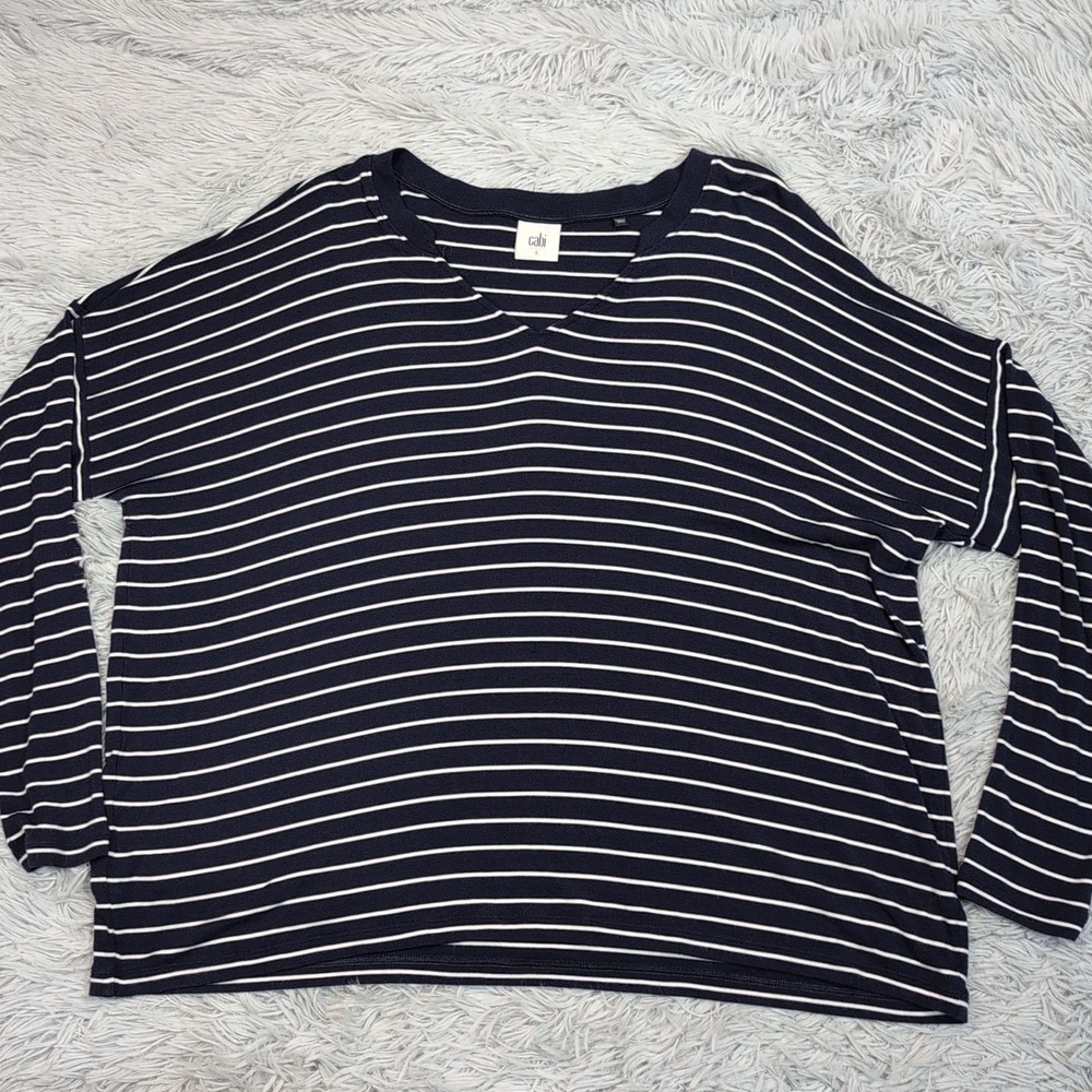 Cabi‎ Shirt Womens S Blue Striped Top Lightweight Casual Comfort Soft Preppy